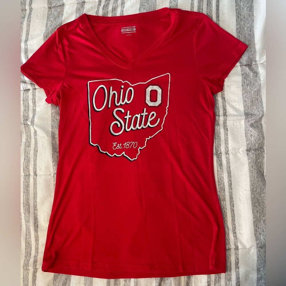 Ladies L V-Neck Ohio State Tee